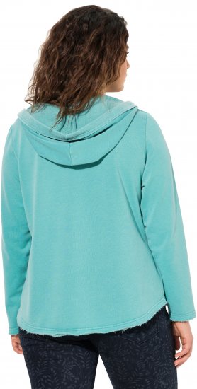 Ulla Popken Open Edged Long Sleeve V-Neck Hoodie Mint Green - Sweaters & hoodies - 