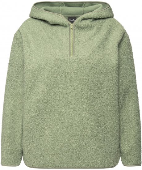 Ulla Popken Teddy Plush Long Sleeve Hoodie Sage Green - Sweaters & hoodies - 