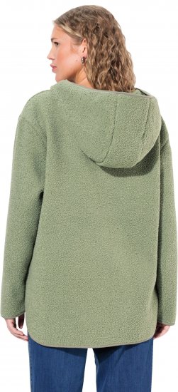 Ulla Popken Teddy Plush Long Sleeve Hoodie Sage Green - Sweaters & hoodies - 