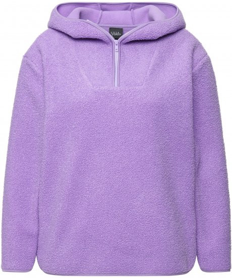 Ulla Popken Teddy Plush Long Sleeve Hoodie Pale Lilac - Sweaters & hoodies - 