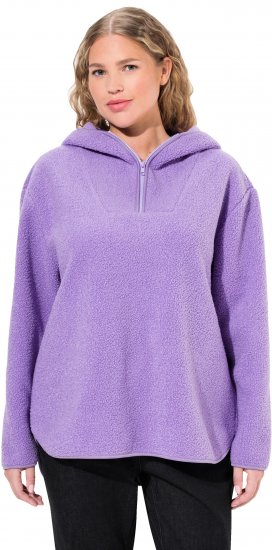 Ulla Popken Teddy Plush Long Sleeve Hoodie Pale Lilac - Sweaters & hoodies - 
