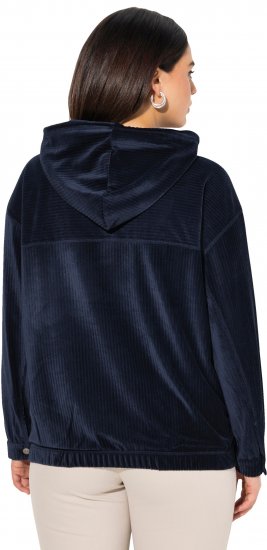 Ulla Popken Corduroy Hoodie Navy - Sweaters & hoodies - 