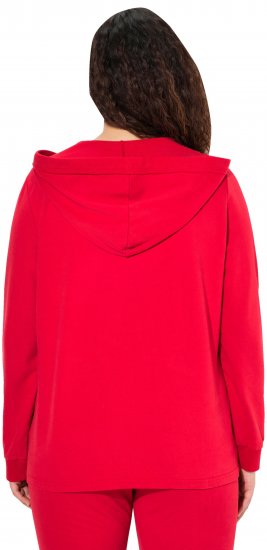 Ulla Popken Plunge Neck Long Sleeve Hoodie Salsa Red - Sweaters & hoodies - 