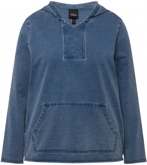 Ulla Popken Raw Hem Long Sleeve Hoodie Night Blue - Sweaters & hoodies - 