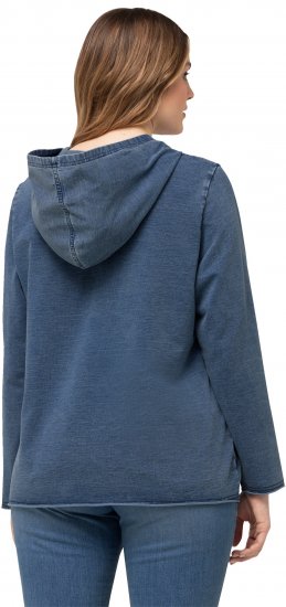 Ulla Popken Raw Hem Long Sleeve Hoodie Night Blue - Sweaters & hoodies - 