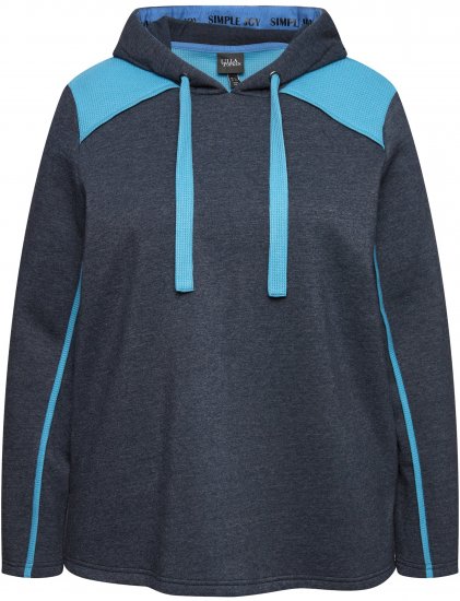 Ulla Popken Waffle Pique Contrast Color Hoodie Navy - Sweaters & hoodies - 