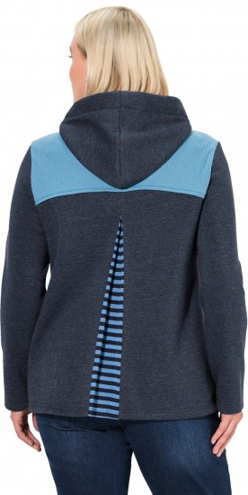 Ulla Popken Waffle Pique Contrast Color Hoodie Navy - Sweaters & hoodies - 