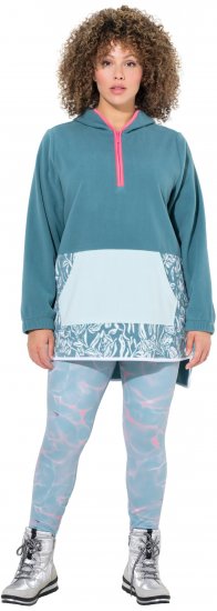 Ulla Popken Floral Detail Fleece Hoodie Ice Green - Sweaters & hoodies - 