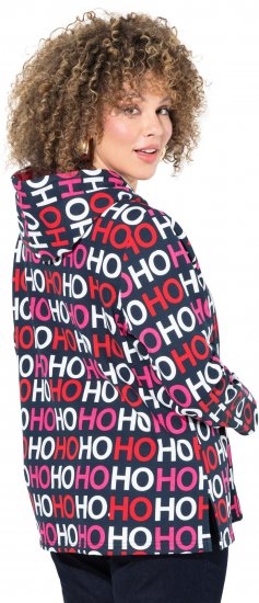 Ulla Popken Ho Ho Ho Lettering Hooded Sweatshirt Navy - Sweaters & hoodies - 