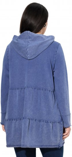 Ulla Popken Tiered Flounce Panel Zip Up Hoodie Atlantic Blue - Sweaters & hoodies - 