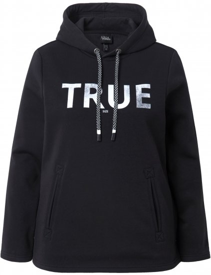 Ulla Popken TRUE Lettering Hoodie Black - Sweaters & hoodies - 