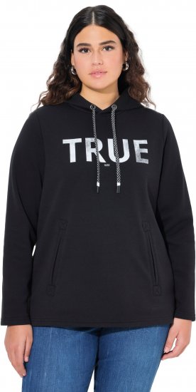 Ulla Popken TRUE Lettering Hoodie Black - Sweaters & hoodies - 