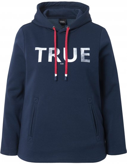 Ulla Popken TRUE Lettering Hoodie Navy Blue - Sweaters & hoodies - 