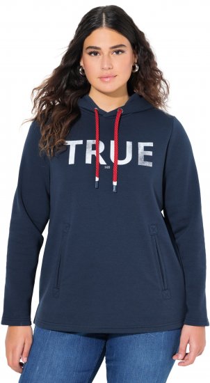 Ulla Popken TRUE Lettering Hoodie Navy Blue - Sweaters & hoodies - 