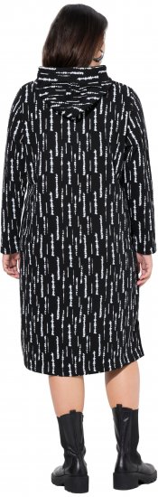 Ulla Popken Graphic Hooded Sweatshirt Dress Black - Sweaters & hoodies - 