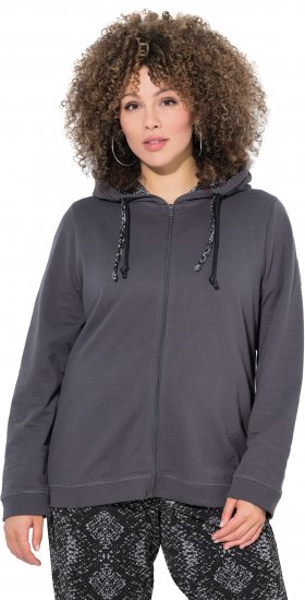 Ulla Popken Snake Detail Zip-Up Hoodie Graphite Grey - Sweaters & hoodies - 