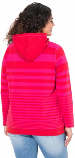Ulla Popken Oversized Striped Long Sleeve Hoodie Lychee - Sweaters & hoodies - 