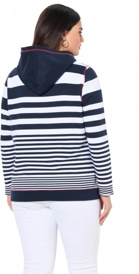 Ulla Popken Oversized Striped Long Sleeve Hoodie Ink Blue - Sweaters & hoodies - 