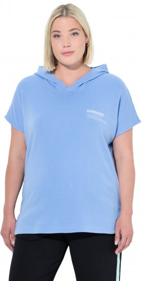 Ulla Popken Quick Drying Short Sleeve Hoodie Light Blue - Sweaters & hoodies - 