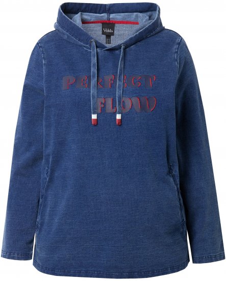 Ulla Popken Perfect Flow Embroidered Hoodie Indigo Denim - Sweaters & hoodies - 