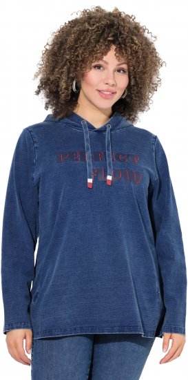 Ulla Popken Perfect Flow Embroidered Hoodie Indigo Denim - Sweaters & hoodies - 