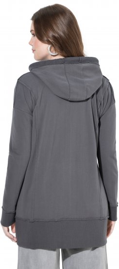 Ulla Popken Decorative Seam Zip-Up Hoodie Graphite Grey - Sweaters & hoodies - 