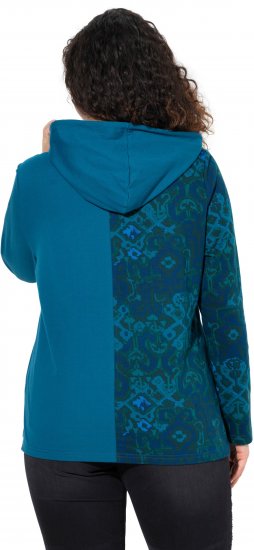 Ulla Popken Split Print LOVE Hoodie Teal - Sweaters & hoodies - 