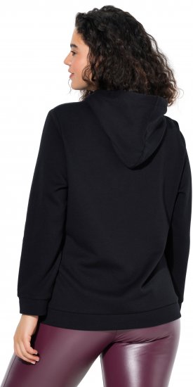 Ulla Popken Decorative Lace-Up Hoodie Black - Sweaters & hoodies - 