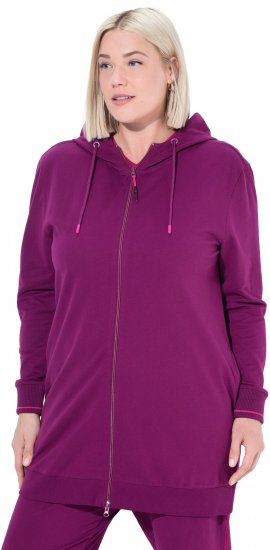 Ulla Popken Contrast Piping Zip-Up Hoodie Pink Berry - Sweaters & hoodies - 