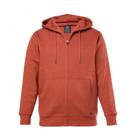 JP1880 Hoodie With Zipper Brick Brown - Sweaters & hoodies - Sweaters & Hoodies Grote Maten Heren