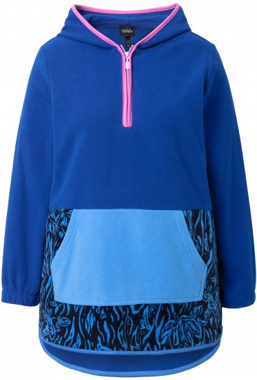 Ulla Popken Color Block Fleece Hoodie Denim Blue - Sweaters & hoodies - 