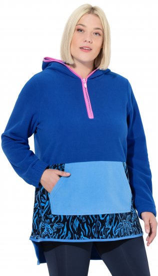 Ulla Popken Color Block Fleece Hoodie Denim Blue - Sweaters & hoodies - 