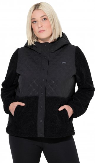 Ulla Popken Mixed Texture Hoodie Black - Sweaters & hoodies - 