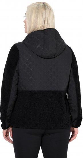 Ulla Popken Mixed Texture Hoodie Black - Sweaters & hoodies - 