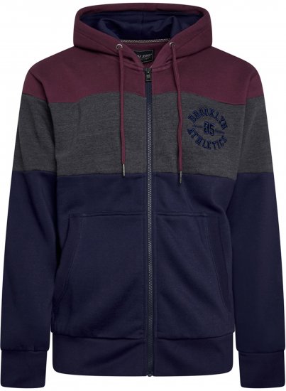 Kam Jeans 7083 Zip Thru Cut & Saw Brooklyn Hoodie Fig - Sweaters & hoodies - Sweaters & Hoodies Grote Maten Heren