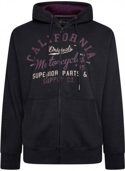 Kam Jeans 7085 California Zip Thru Hoodie Black - Sweaters & hoodies - Sweaters & Hoodies Grote Maten Heren