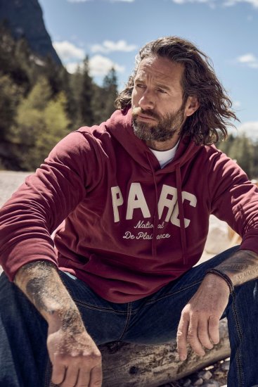 JP1880 Hoodie with Embroidery Aubergine - Sweaters & hoodies - Sweaters & Hoodies Grote Maten Heren