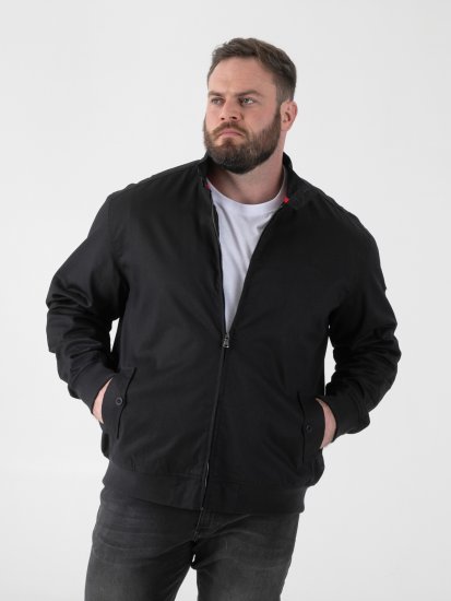D555 Kent Elastic Rib Hem & Cuffs Harrington Jacket Black - Jassen - Grote Maten Herenjassen