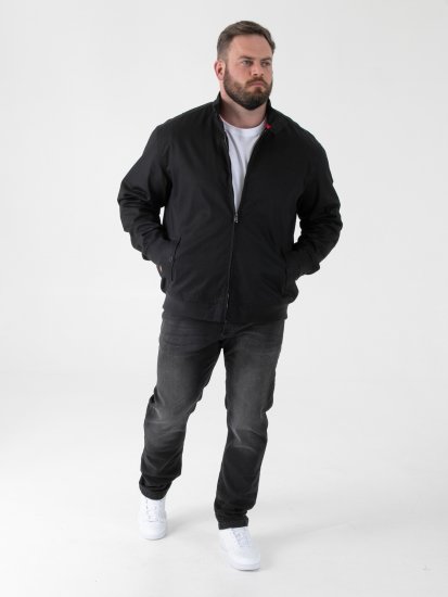 D555 Kent Elastic Rib Hem & Cuffs Harrington Jacket Black - Jassen - Grote Maten Herenjassen