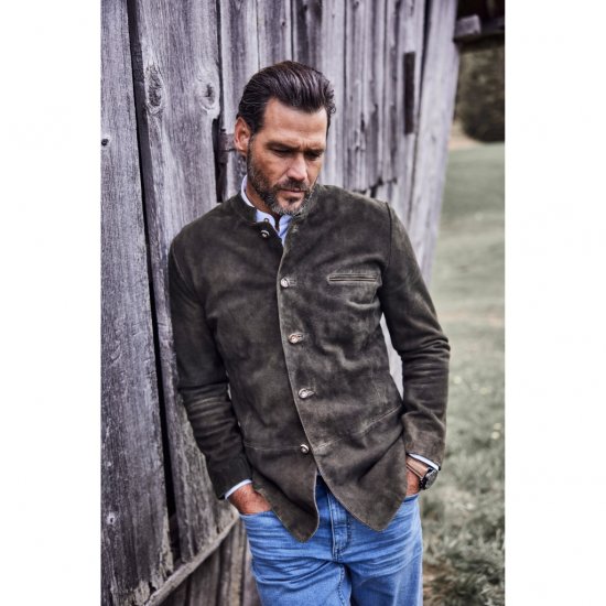 JP1880 Jacket Goat Suede Traditional Mahogany Brown - Trachten & Oktoberfest - Oktoberfest kleding in grote maten (Trachten)