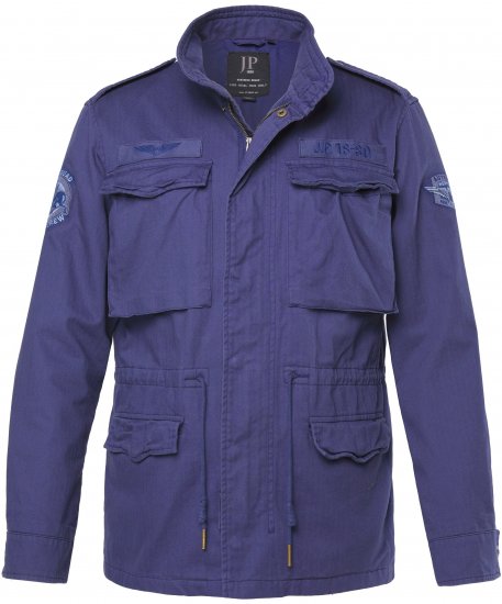 JP1880 Field Jacket with Badges Vintage Look Light Azure Blue - Jassen - Grote Maten Herenjassen