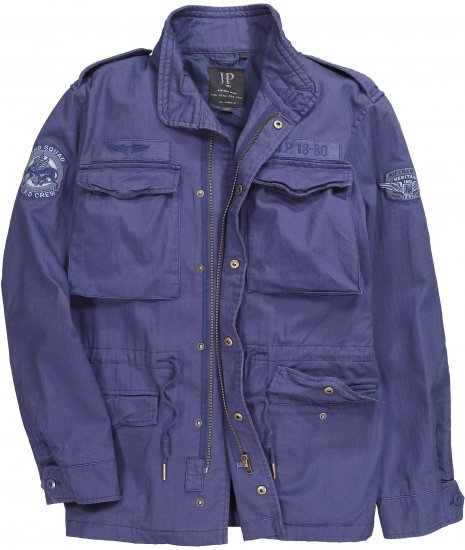JP1880 Field Jacket with Badges Vintage Look Light Azure Blue - Jassen - Grote Maten Herenjassen