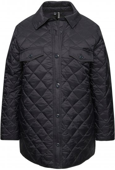 Ulla Popken Quilted Water Repellent Shirt Jacket Black - Jassen - 