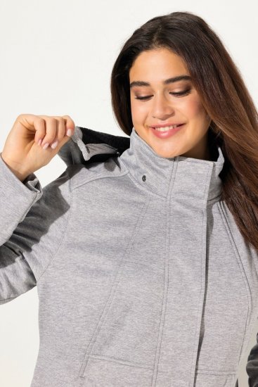 Ulla Popken HYPRAR Melange Softshell Jacket Grey Melange - Jassen - Damesjassen in grote maten