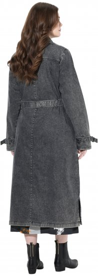Ulla Popken Denim Acid Wash Trench Coat Grey Denim - Jassen - 