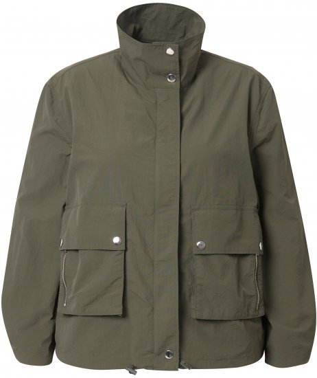 Ulla Popken Cargo Style Elastic Hem Jacket Olive Grey - Jassen - 