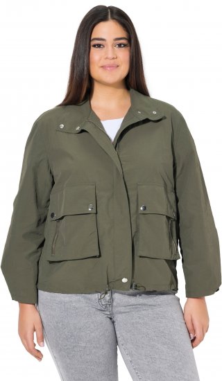 Ulla Popken Cargo Style Elastic Hem Jacket Olive Grey - Jassen - 