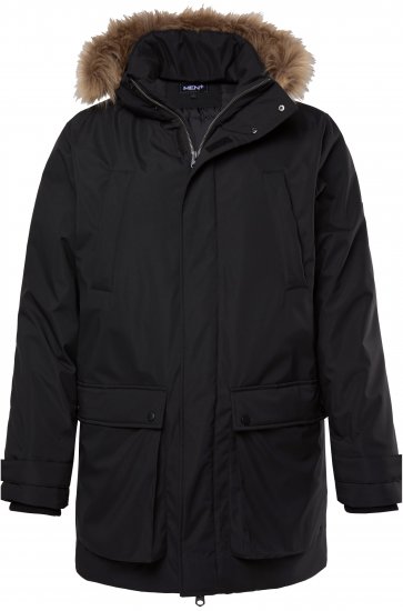 Men Plus Parka With Fur Hood Black - Jassen - Grote Maten Herenjassen