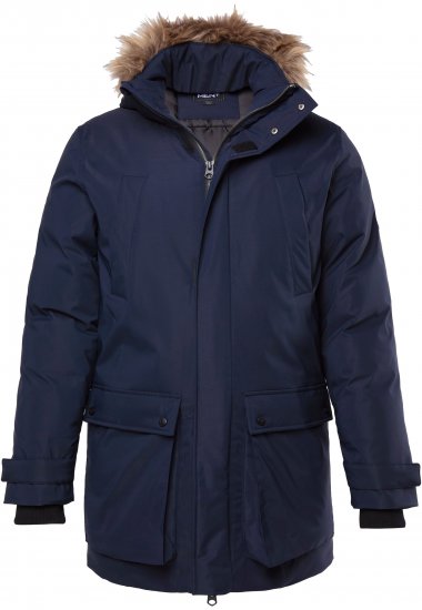 Men Plus Parka With Fur Hood Navy - Jassen - Grote Maten Herenjassen