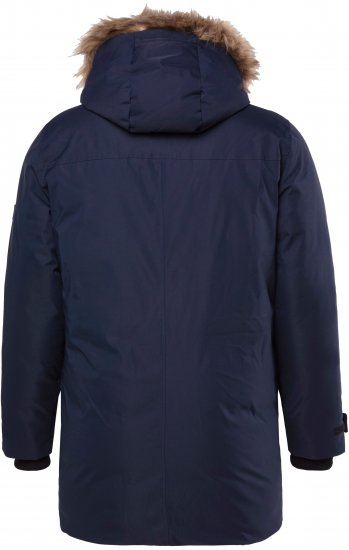 Men Plus Parka With Fur Hood Navy - Jassen - Grote Maten Herenjassen